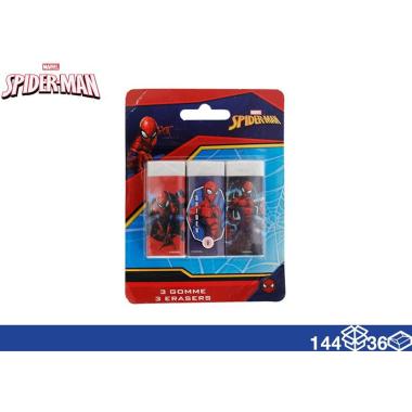 Gomme 3 pz in blister Spiderman